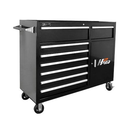 Homak 56in H2Pro  8 Drawer w/ 2 Drawer Comp Roller - Black BK04056082